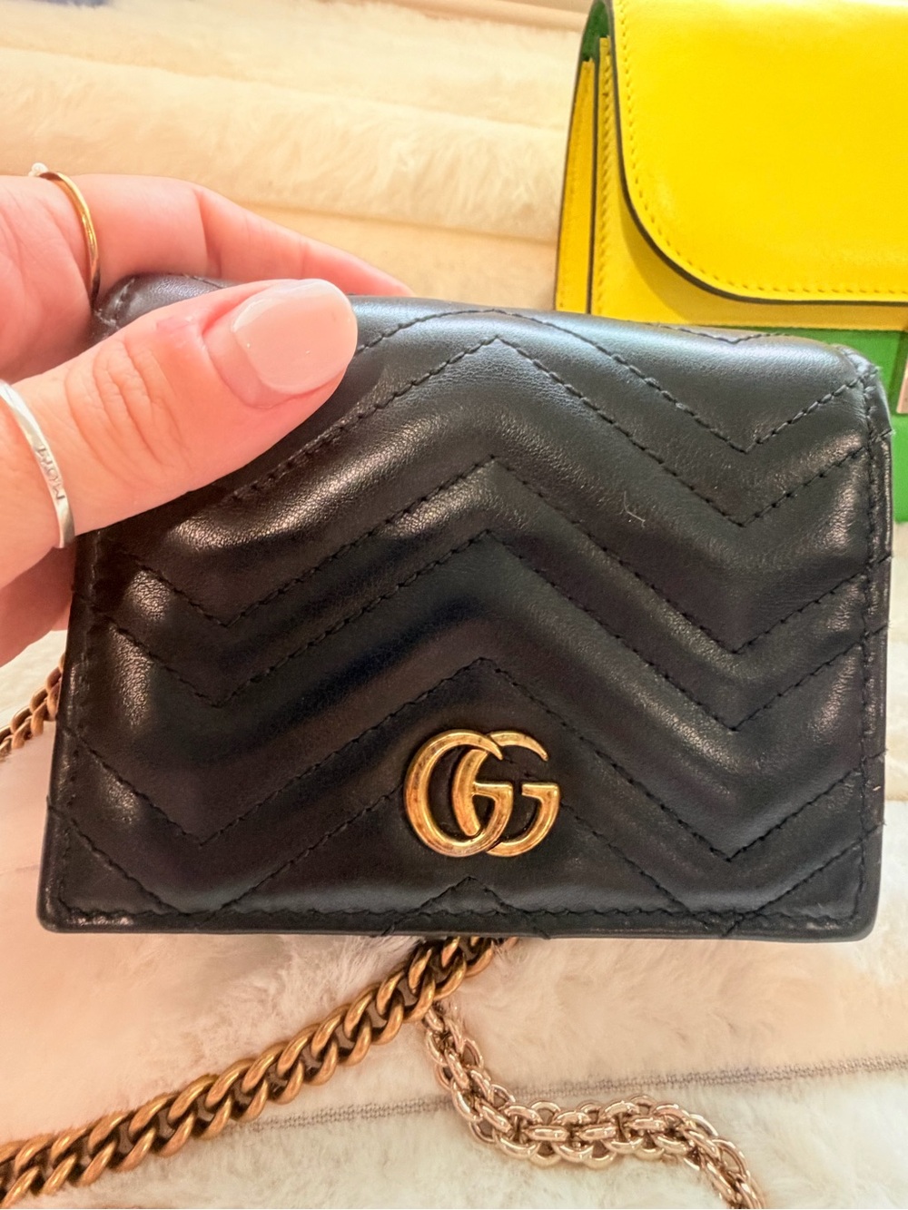 Gucci Black Chevron Mini Crossbody with Gold GG